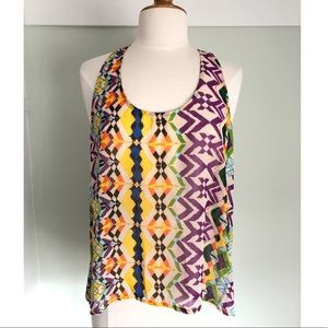 Multi Color Racerback Hi Lo Tank Top